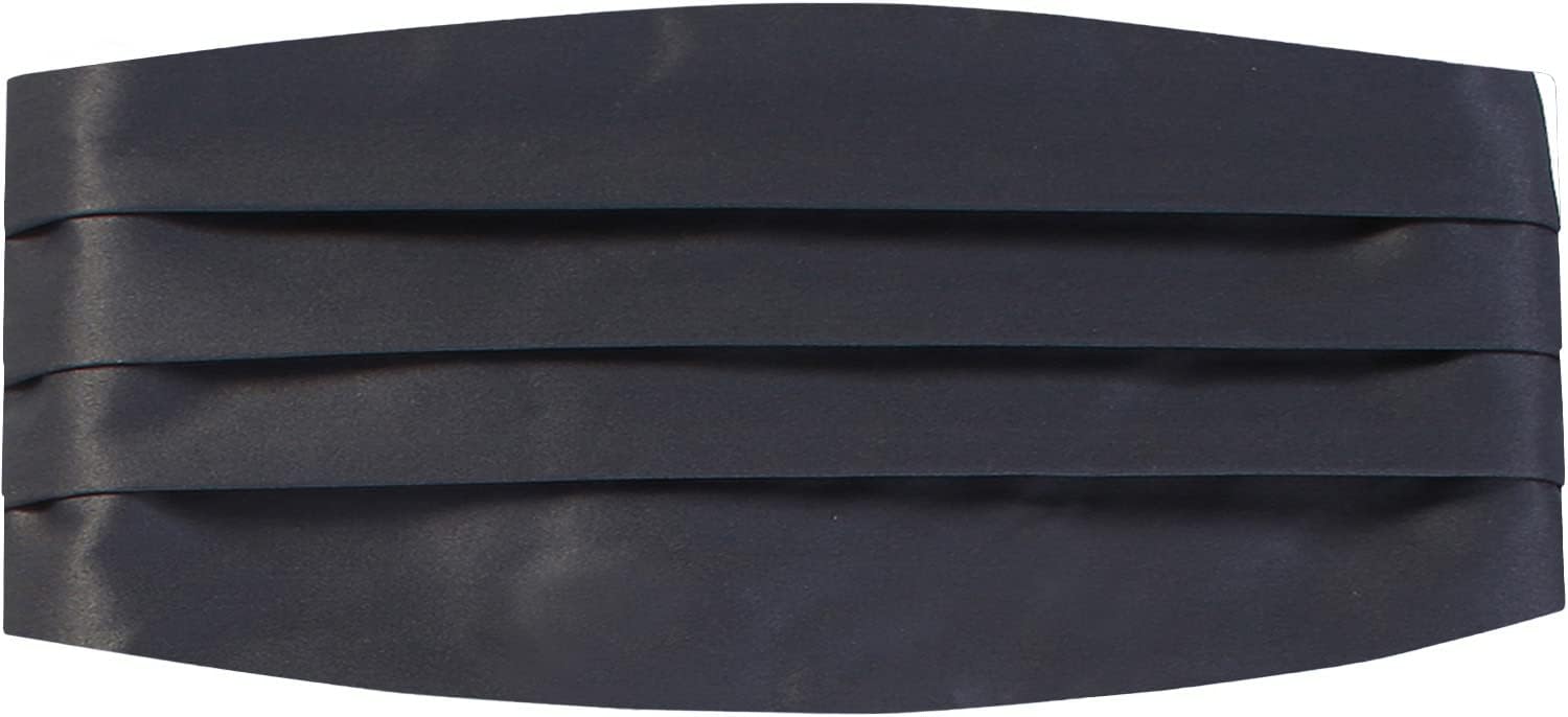 Gioberti Men's Adjustable Satin And Paisley Cummerbund Set With Formal Bow Tie and Pocket Square - Grey - One size