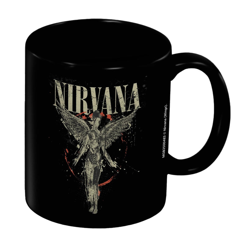 Pyramid International Nirvana Flügel) Premium-Keramikbecher, schwarz, 315 ml, Rockband-Kaffeetasse für Zuhause oder Büro