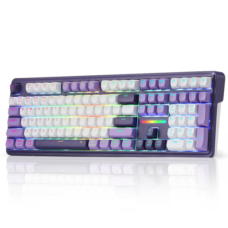 Redragon K745 PRO Wireless Gasket RGB Gaming Keyboard 108 Keys Mechanical Keyboard Extra 4 Hotkeys, Hot-Swap South-Facing Socket, 5-Layer Noise Dampening Round PBT Keycaps Mint Mambo Switch US LAYOUT | Extra Shortcut Keys, 0-Delay Tri-Mode, Cushioned Nois
