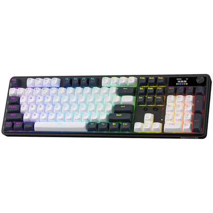 Redragon K761 PRO Wireless 104-Key Gasket Gaming Keyboard, Screen & Knob | Easy-Control LED Info Display, 0-Delay Tri-Mode, Cushioned 5-Layer Noise Dampening for Creamy Thocky Sound, Standard 104 keys