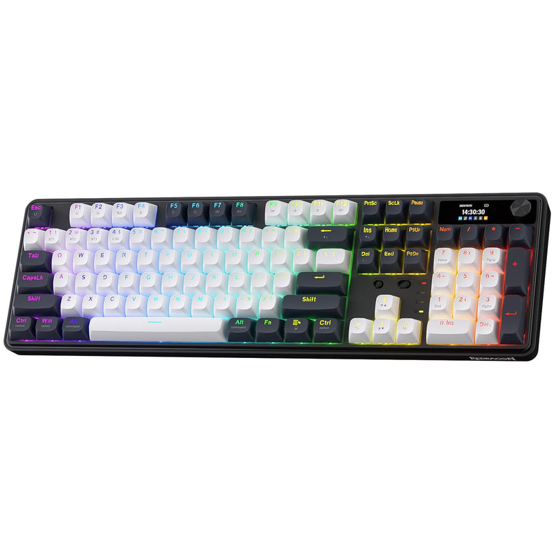 Redragon K761 PRO Wireless 104-Key Gasket Gaming Keyboard, Screen & Knob | Easy-Control LED Info Display, 0-Delay Tri-Mode, Cushioned 5-Layer Noise Dampening for Creamy Thocky Sound, Standard 104 keys