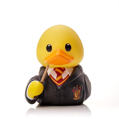 TUBBZ Harry Potter Gryffindor Gummiente Vinyl Spielzeug Sammlerfigur 3.5cm | Offizielles Merchandise zur Harry Potter bücher, Griffindor Vinylfigur Ente mit Zauberstab & Badewanne.Geschenk & dekor