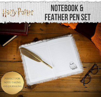 Blue Sky Studios Harry Potter Hedwig Notizbuch & Federstift Set Flauschige Eule Thema Notizblock Schreiben Geschenkset für Harry Potter Fans
