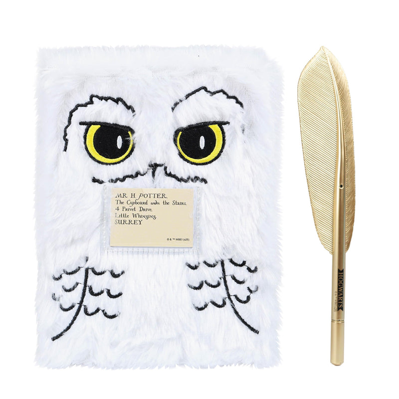 Blue Sky Studios Harry Potter Hedwig Notizbuch & Federstift Set Flauschige Eule Thema Notizblock Schreiben Geschenkset für Harry Potter Fans