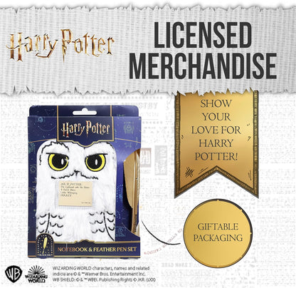 Blue Sky Studios Harry Potter Hedwig Notizbuch & Federstift Set Flauschige Eule Thema Notizblock Schreiben Geschenkset für Harry Potter Fans
