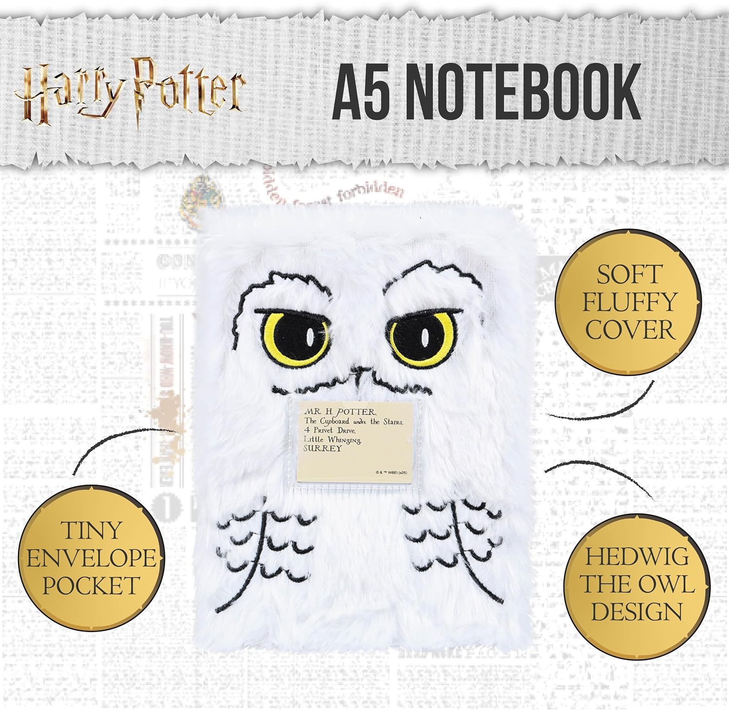 Blue Sky Studios Harry Potter Hedwig Notizbuch & Federstift Set Flauschige Eule Thema Notizblock Schreiben Geschenkset für Harry Potter Fans