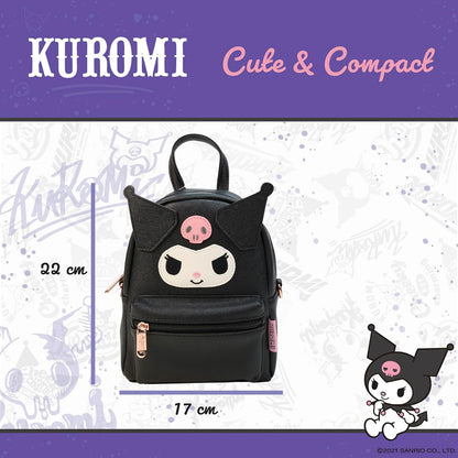 Blue Sky Studios Hello Kitty Mini Rucksack, kleine Kawaii Reisetasche mit verstellbaren Trägern, süße Geschenke Merchandise und Zubehör, Kuromi