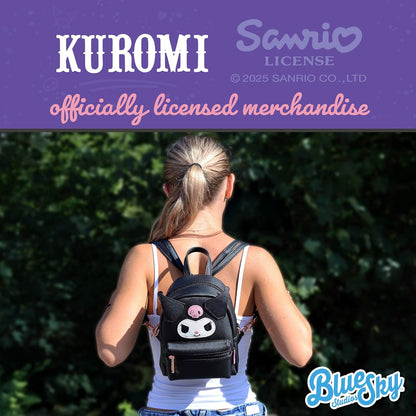 Blue Sky Studios Hello Kitty Mini Rucksack, kleine Kawaii Reisetasche mit verstellbaren Trägern, süße Geschenke Merchandise und Zubehör, Kuromi