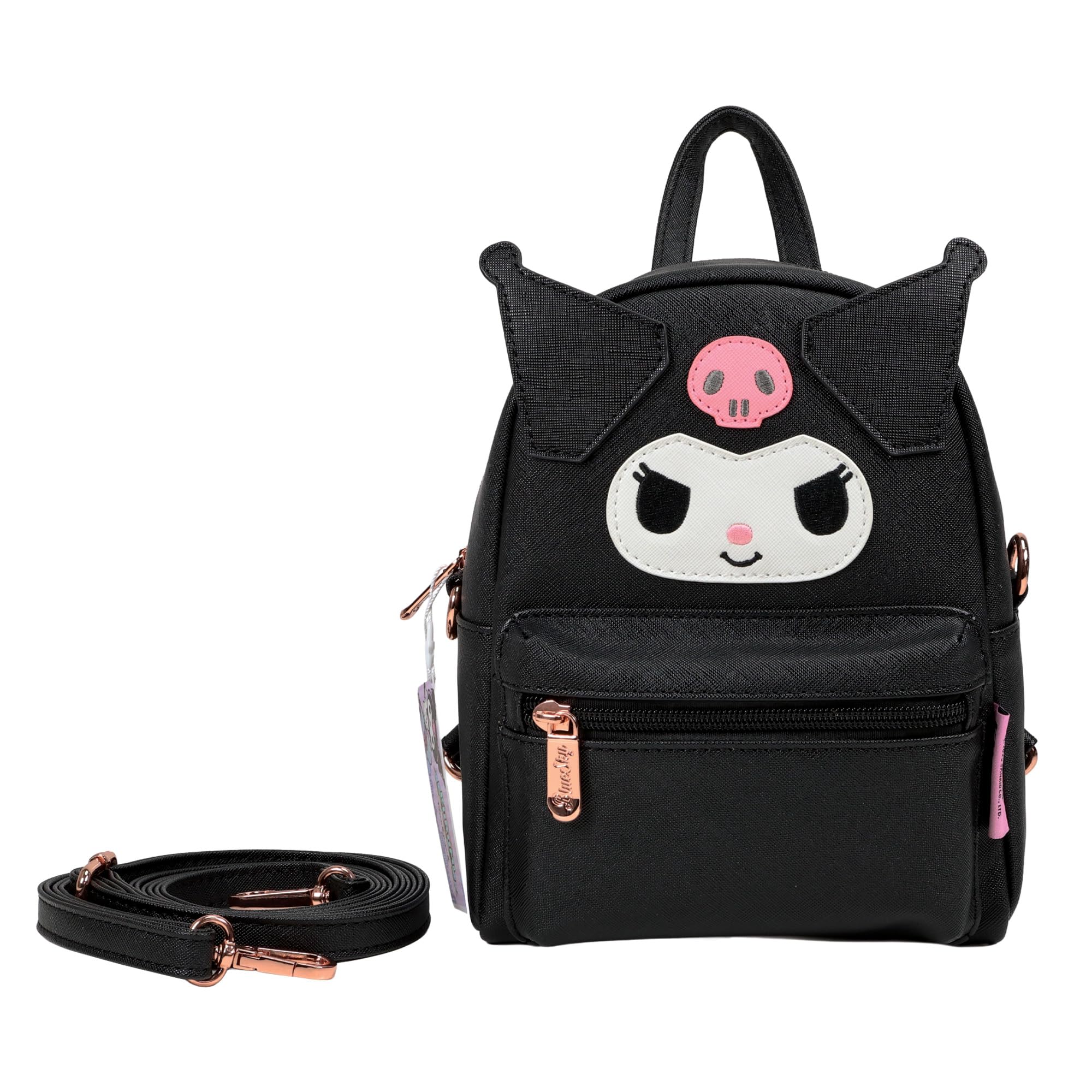 Blue Sky Studios Hello Kitty Mini Rucksack, kleine Kawaii Reisetasche mit verstellbaren Trägern, süße Geschenke Merchandise und Zubehör, Kuromi