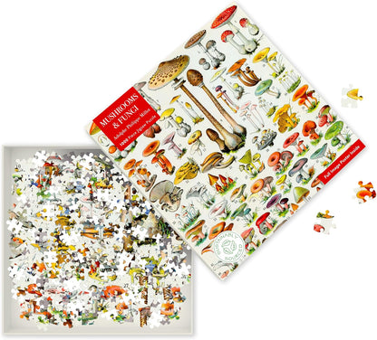 Adult Sustainable Jigsaw Puzzle Mushrooms & Fungi by Adolphe Philippe Millot: 1000-pieces. Ethical, Sustainable, Earth-friendly