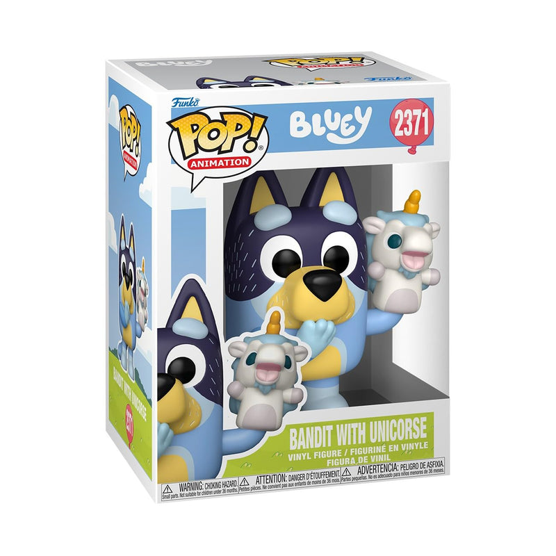 Funko POP! Animation: Bluey - Bandit with Unicourse | Official Merch - Collectable Vinyl Figurine for Shelf Display - Birthday Gift Idea for Fans and Collectors
