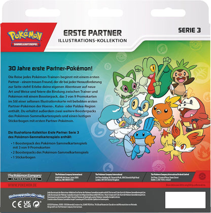 Pokémon-Sammelkartenspiel: Illustrations-Kollektion Erste Partner: Serie 3 (3 Promokarten, 2 Boosterpacks und 1 Stickerbogen