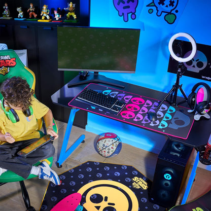 SUBSONIC - Brawl Stars Repeater XXL-Mauspad 90x40 cm - Schwarz | Offizielle Lizenz, Schreibtischunterlage mit glatter Oberfläche für Maussensoren, rutschfeste Basis und genähte Kanten