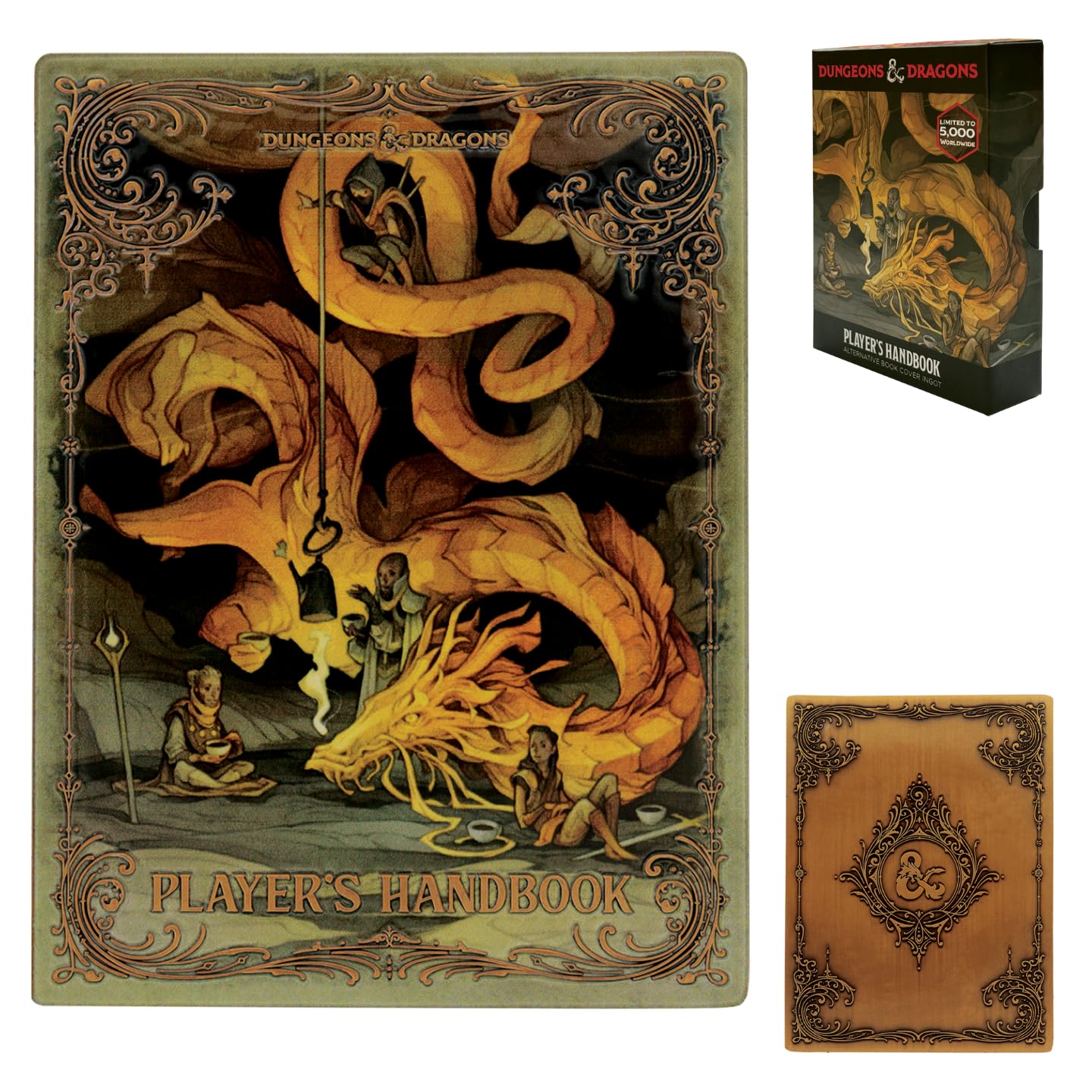 FaNaTtik Manuale del giocatore di Dungeons & Dragons Lingotto di metallo con copertina alternativa - Edizione limitata (5.000), da collezione ufficiale D&D, finitura color oro antico, numerato