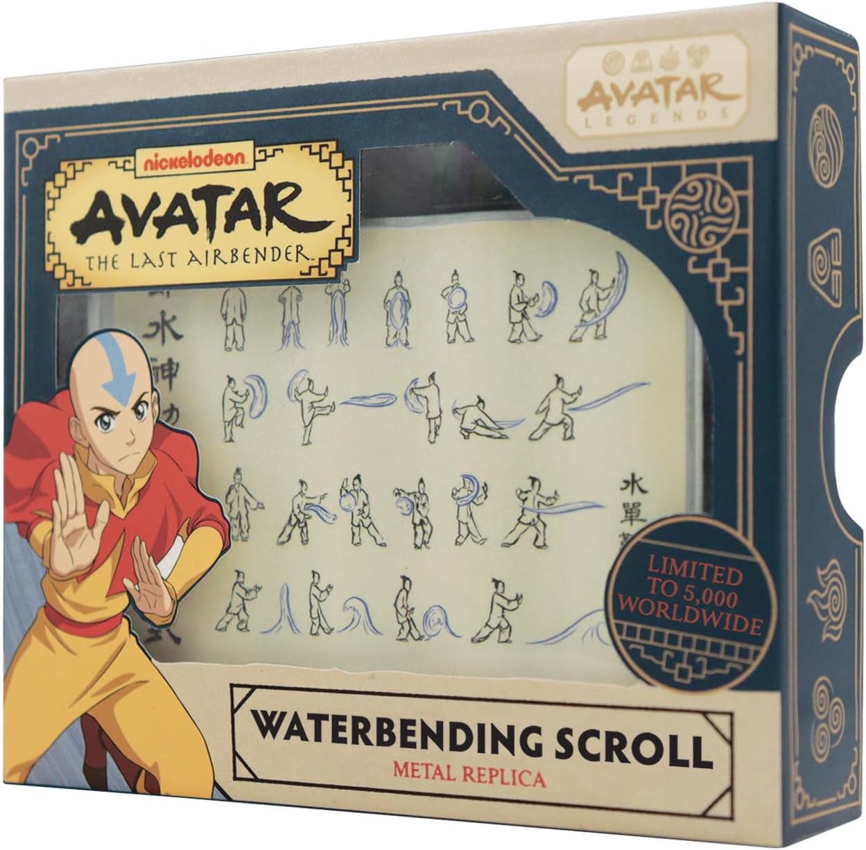 FaNaTtik Avatar The Last Airbender Waterbending Scroll Metal Replica - Limited Edition Collectible (70 x 100mm), nummeriert mit Präsentationsständer, Offiziell lizenziertes Avatar Merchandise