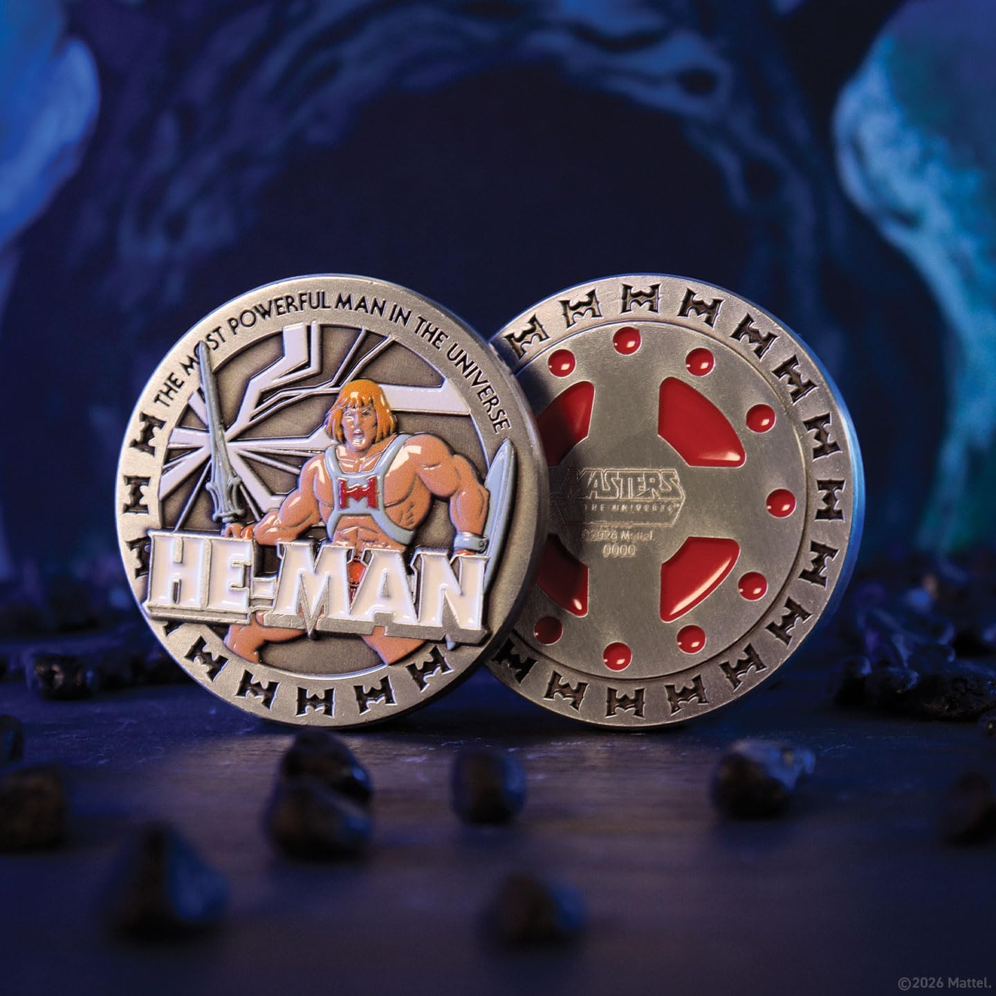 FaNaTtik Masters of the Universe He-Man - Moneta da collezione in edizione limitata, con licenza ufficiale MOTU, numerata individualmente, limitata a 5.000 in tutto il mondo, 38 mm