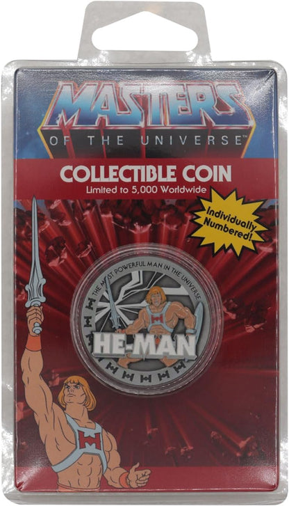 FaNaTtik Masters of the Universe He-Man - Moneta da collezione in edizione limitata, con licenza ufficiale MOTU, numerata individualmente, limitata a 5.000 in tutto il mondo, 38 mm