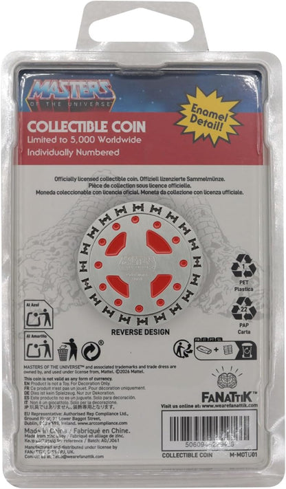 FaNaTtik Masters of the Universe He-Man - Moneta da collezione in edizione limitata, con licenza ufficiale MOTU, numerata individualmente, limitata a 5.000 in tutto il mondo, 38 mm