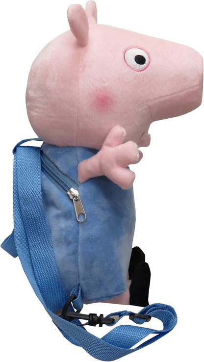 CYP BRAND Peppa Pig Backpack Plush George Pig, 30 x 18 x 18 cm, Blue, Official Product, multicoloured, One Size, Youth Backpack