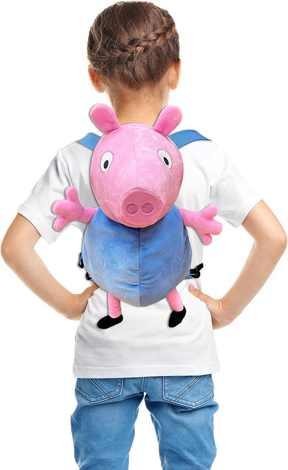 CYP BRAND Peppa Pig Backpack Plush George Pig, 30 x 18 x 18 cm, Blue, Official Product, multicoloured, One Size, Youth Backpack
