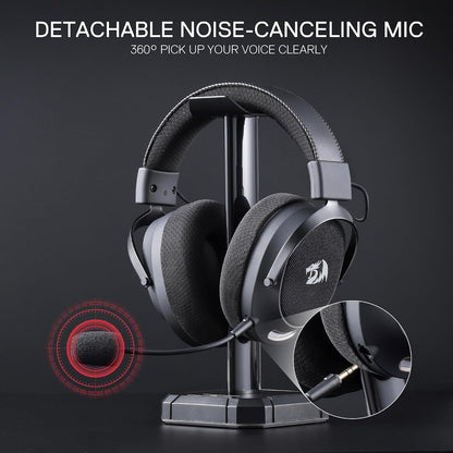 Redragon H858 3-Mode Wireless Gaming Headset, 7.1 Surround Sound, 53 mm Drivers, Memory Foam Ear Pads, Detachable Noise-canceling Microphone, Over-Ear Headphones Works for Mobile, PC/PS5/NS