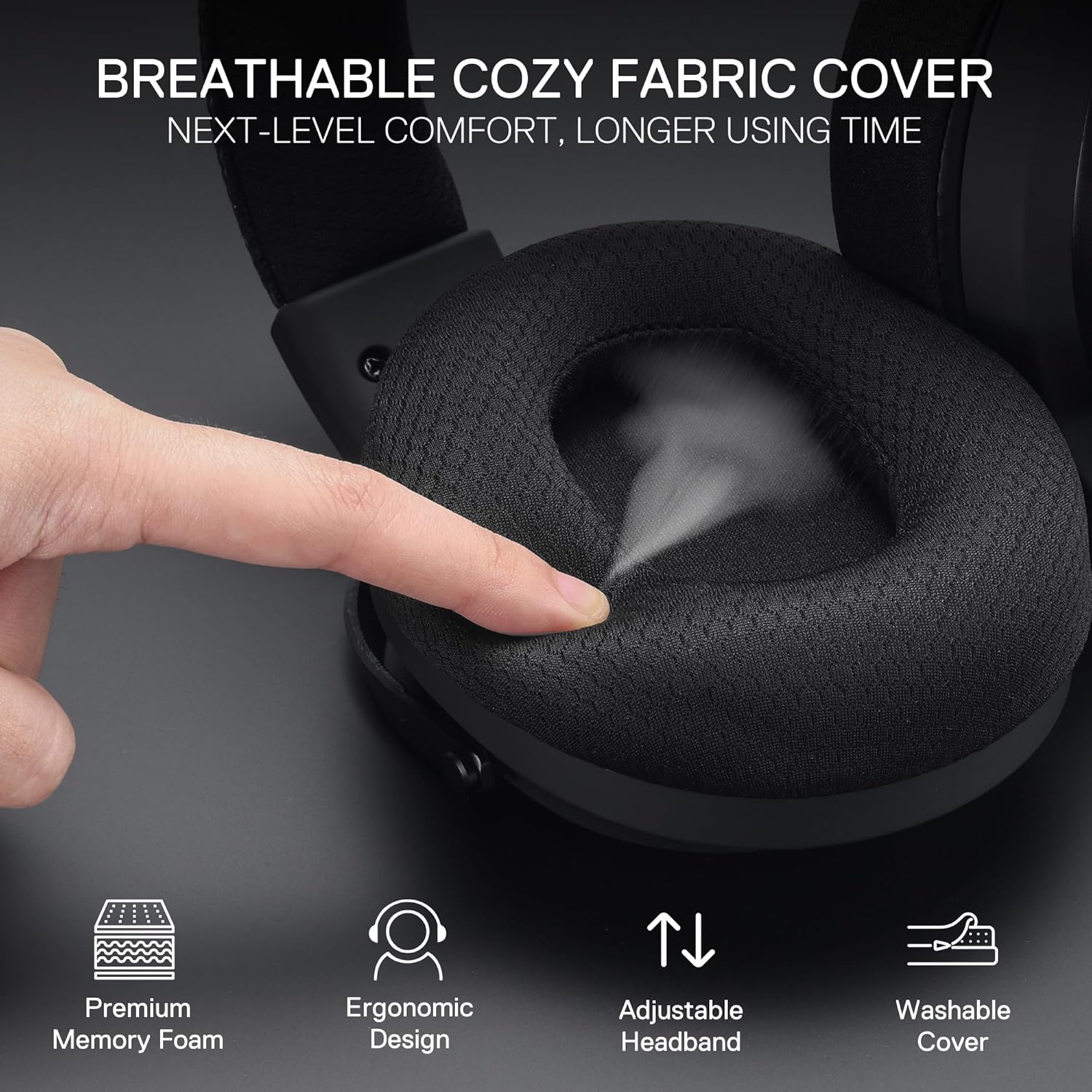 Redragon H858 3-Mode Wireless Gaming Headset, 7.1 Surround Sound, 53 mm Drivers, Memory Foam Ear Pads, Detachable Noise-canceling Microphone, Over-Ear Headphones Works for Mobile, PC/PS5/NS