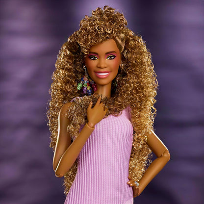 Barbie Signature Whitney Houston Collectible Doll | Wearing Iconic Dress from “I Wanna Dance with Somebody (Who Loves Me)” Music Video & Microphone Accessory, JJY07
