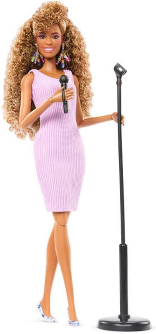 Barbie Signature Whitney Houston Collectible Doll | Wearing Iconic Dress from “I Wanna Dance with Somebody (Who Loves Me)” Music Video & Microphone Accessory, JJY07