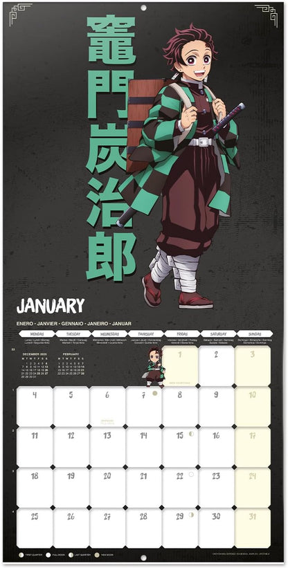 Grupo Erik Demon Slayer Anime Manga Calendar 2027 Wall Calendar Merch | Swordsmith Village Family Calendar Gifts Family Planner Year Planner Monthly Calendar 27 - Planner Annual Calendar 2027