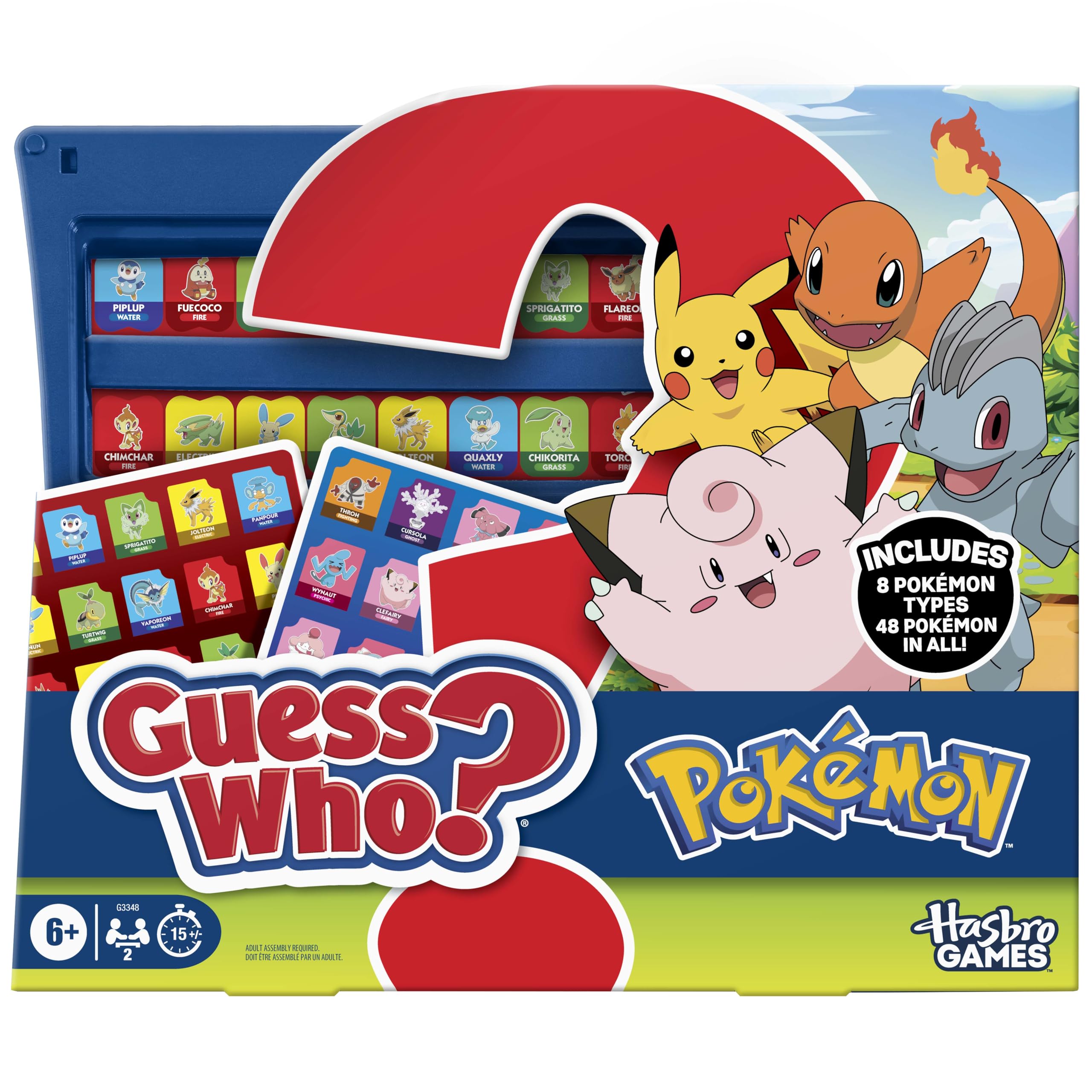 Guess Who? Pokémon Edition Game | 48 Pokémon | Fun Kids Board Games for Families | 2 Players | 15 Mins. | Travel Friendly | Ages 6+