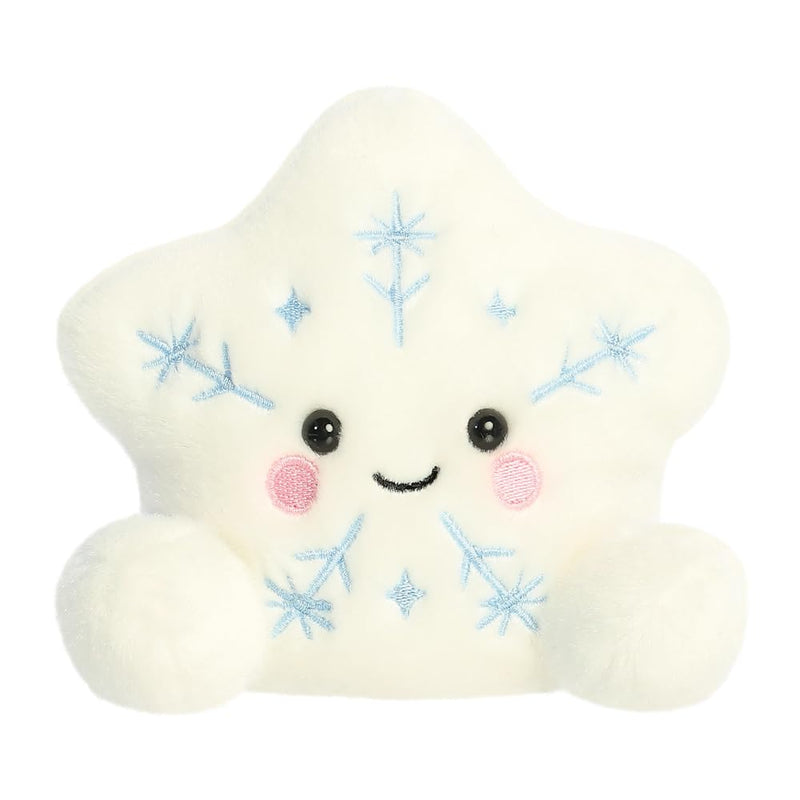 AURORA - 99404 - Peluche Palm Pals Flocon de neige scintillante de 13 cm - Peluche amusante à collectionner pour enfants et adultes - Parfait pour les décorations de Noël et les cadeaux - Blanc