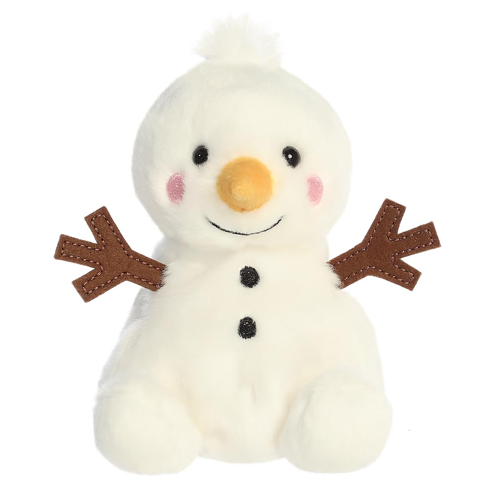 AURORA - 99461 - Palm Pals Twig Snowman Soft Toy- 13cm - White - Fun Collectable Plush for Kids and Adult Collectors - Perfect for Holiday Decorations or Gifts