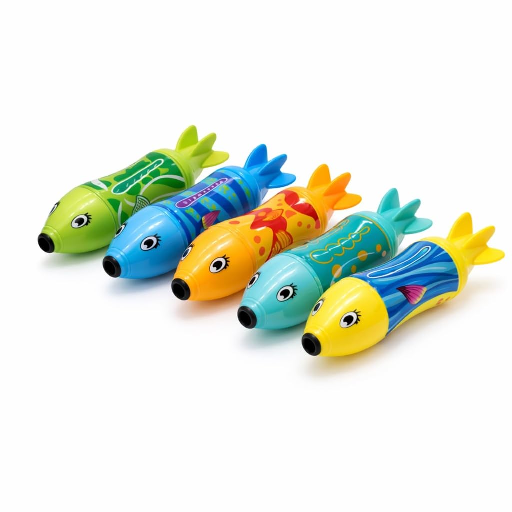 Swimtech Torpedo Dive Toys, 5 Plastic Pool Toys, Ages 6+