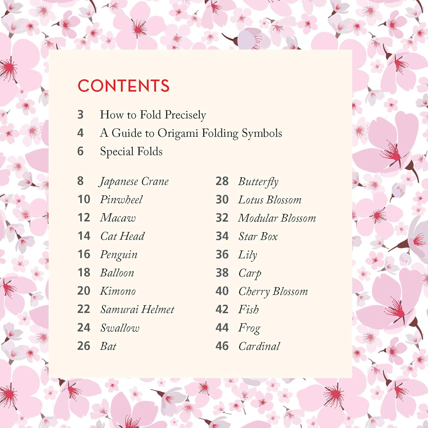 Cherry Blossoms Origami Paper and Book: 20 Easy Models with 96 High Quality Folding Sheets (Double-Sided