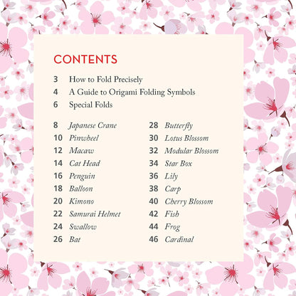 Cherry Blossoms Origami Paper and Book: 20 Easy Models with 96 High Quality Folding Sheets (Double-Sided
