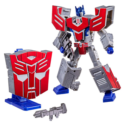 Transformers Icone Optimus Prime 6,75 pollici Voyager Class Action Figure che si converte in simbolo del logo Autobot, espositore, giocattoli robot per età 8+