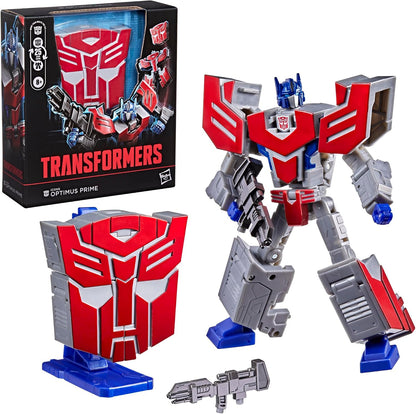 Transformers Icone Optimus Prime 6,75 pollici Voyager Class Action Figure che si converte in simbolo del logo Autobot, espositore, giocattoli robot per età 8+