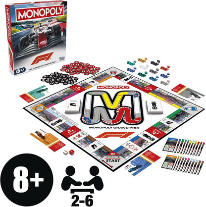 Monopoly F1, Brettspiel | offizielles Lizenzspiel Formula 1 | Familienspiel für Kinder, Jugendliche und Erwachsene | 2-6 Spieler | 45 Min. | ab 8 Jahren