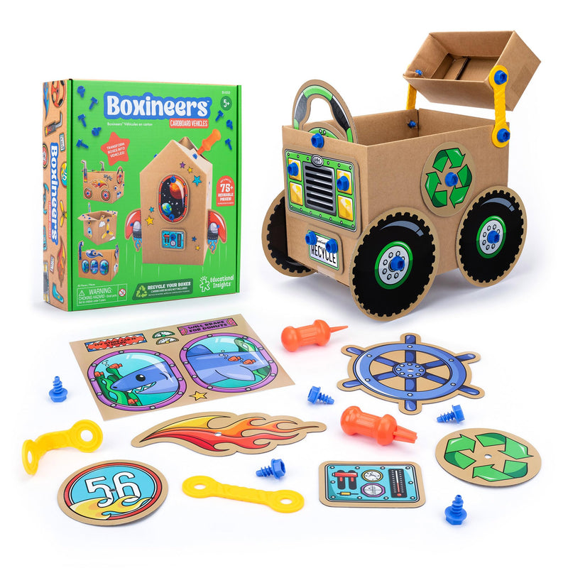 Learning Resources Boxineers Vehículos de Cartón, Kit de Construcción Stem