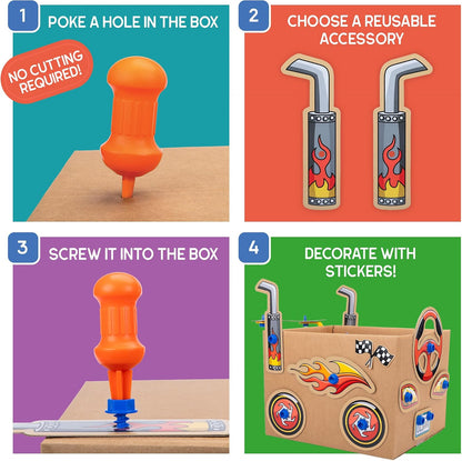 Learning Resources Boxineers Vehículos de Cartón, Kit de Construcción Stem