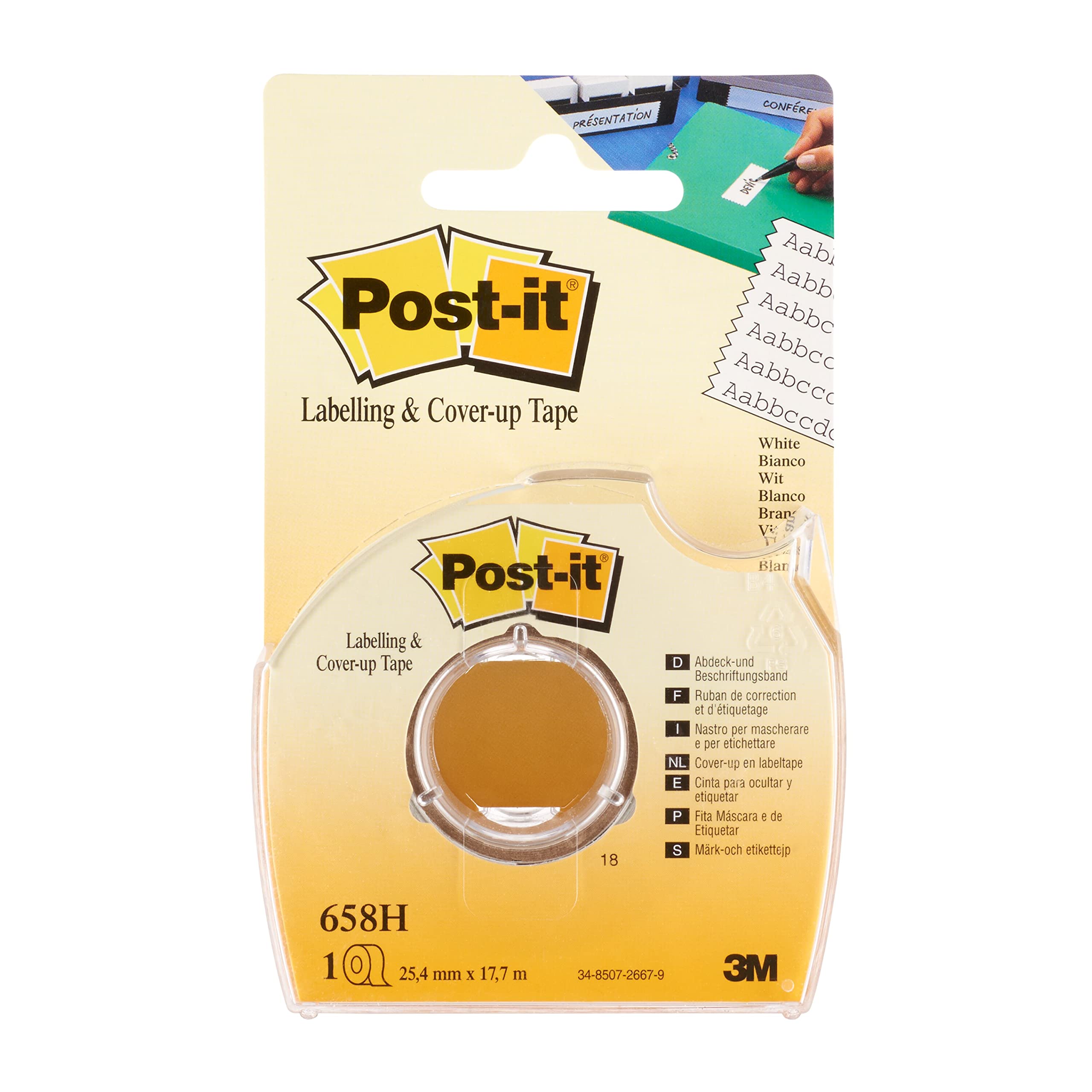 Post-it 652H 25.4mm x 17.7m Cover Up and Label Tape (6 Lines, 1 Roll) Standard