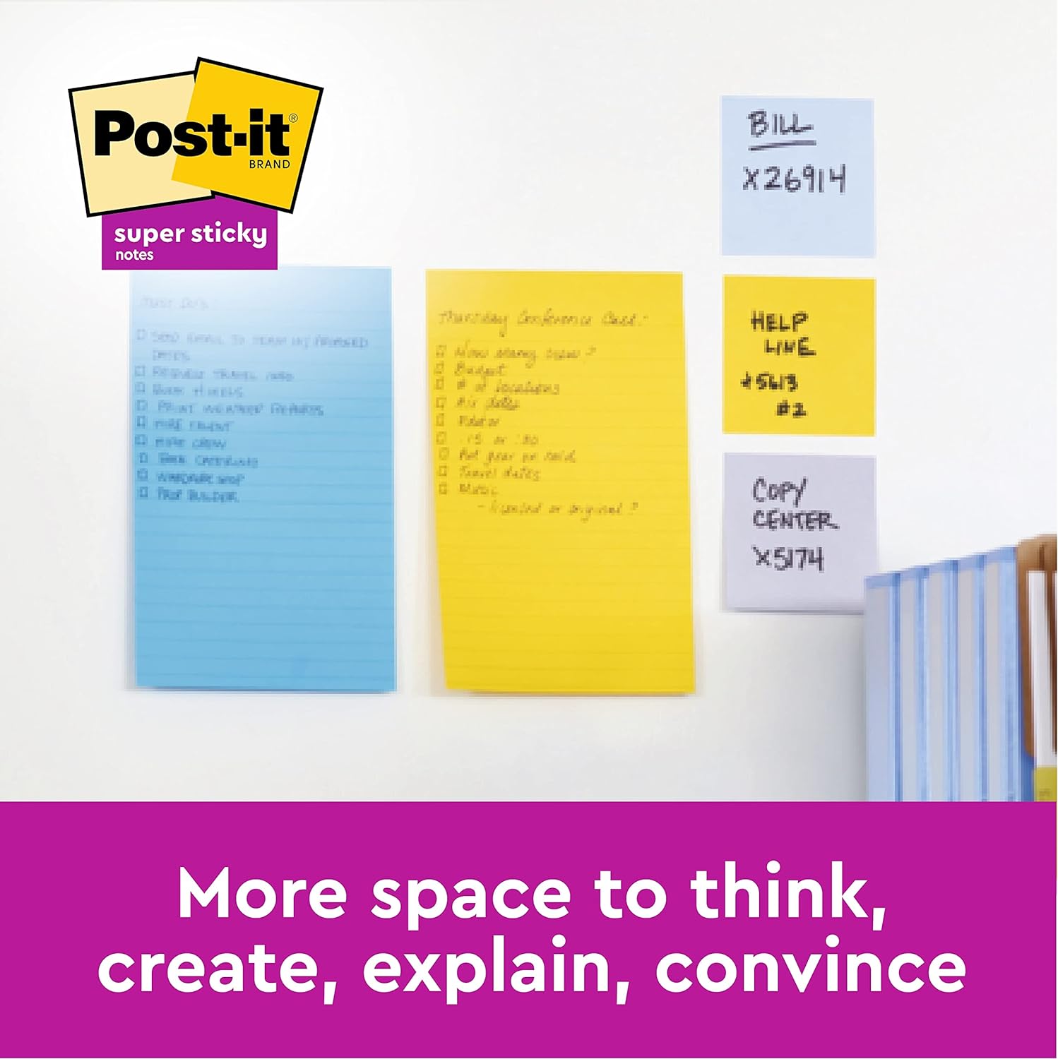 Post-it Super Sticky Notes, Carnival Colour Collection, lined, 101 mm x 101 mm, 90 Sheets/Pad, 6 Pads/Pack