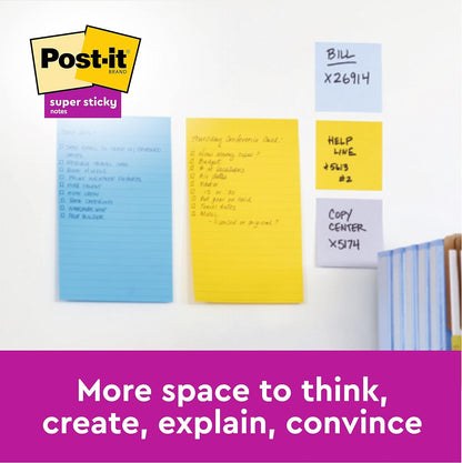 Post-it Super Sticky Notes, Carnival Colour Collection, lined, 101 mm x 101 mm, 90 Sheets/Pad, 6 Pads/Pack