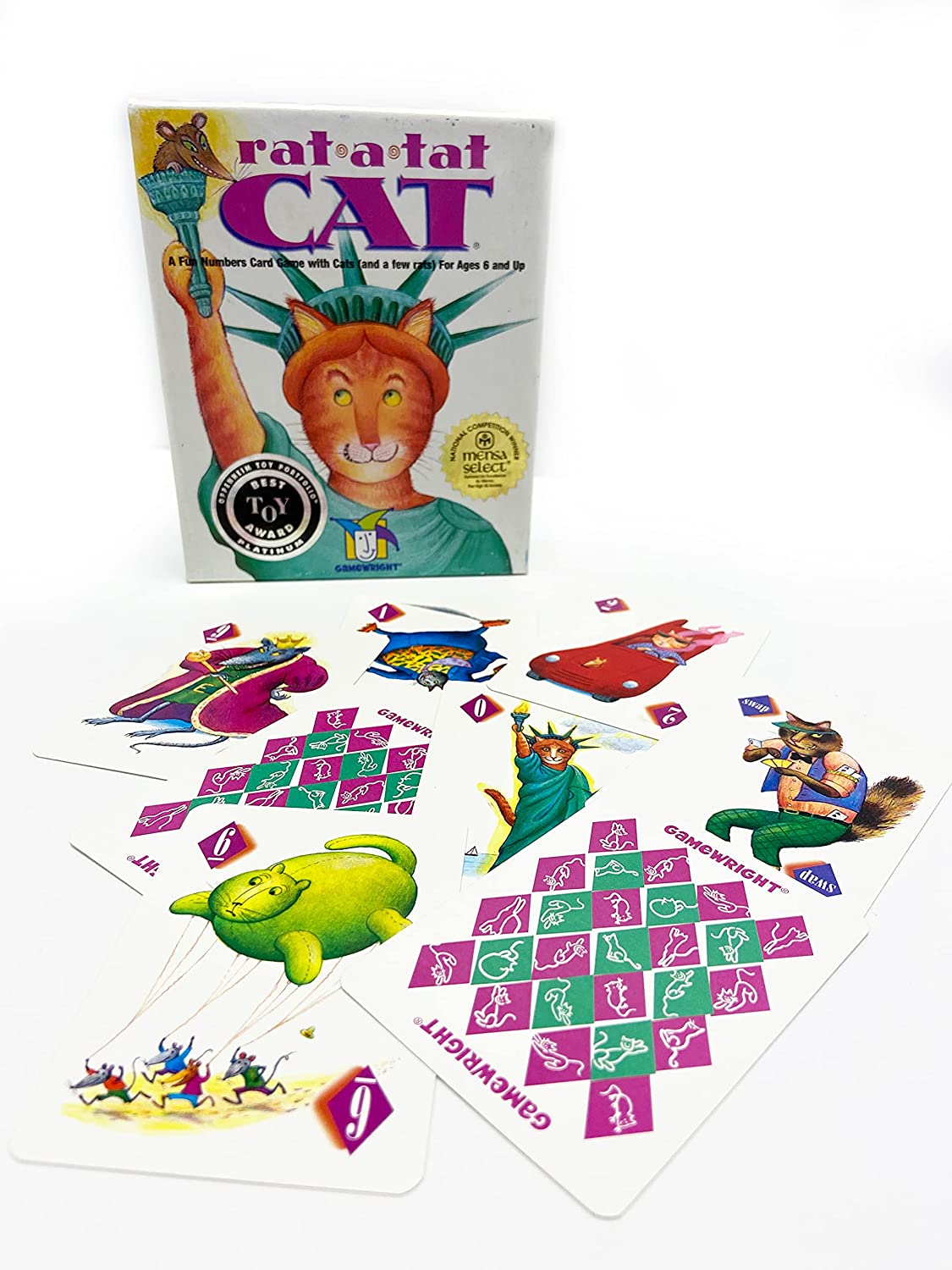 Gamewright | Rat-a-tat Cat Game | Card Game | Ages 6+ | 2-6 Players | 20 Minutes Playing Time, Multicolor, 5 Inches