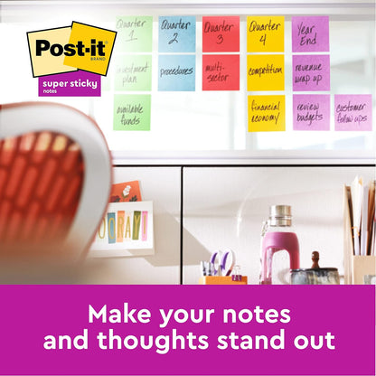Post-it Notes 76 x 76 mm Super Sticky Notes Rio Colour Collection, Multicolor, 6 Pads (90 Sheets per pad