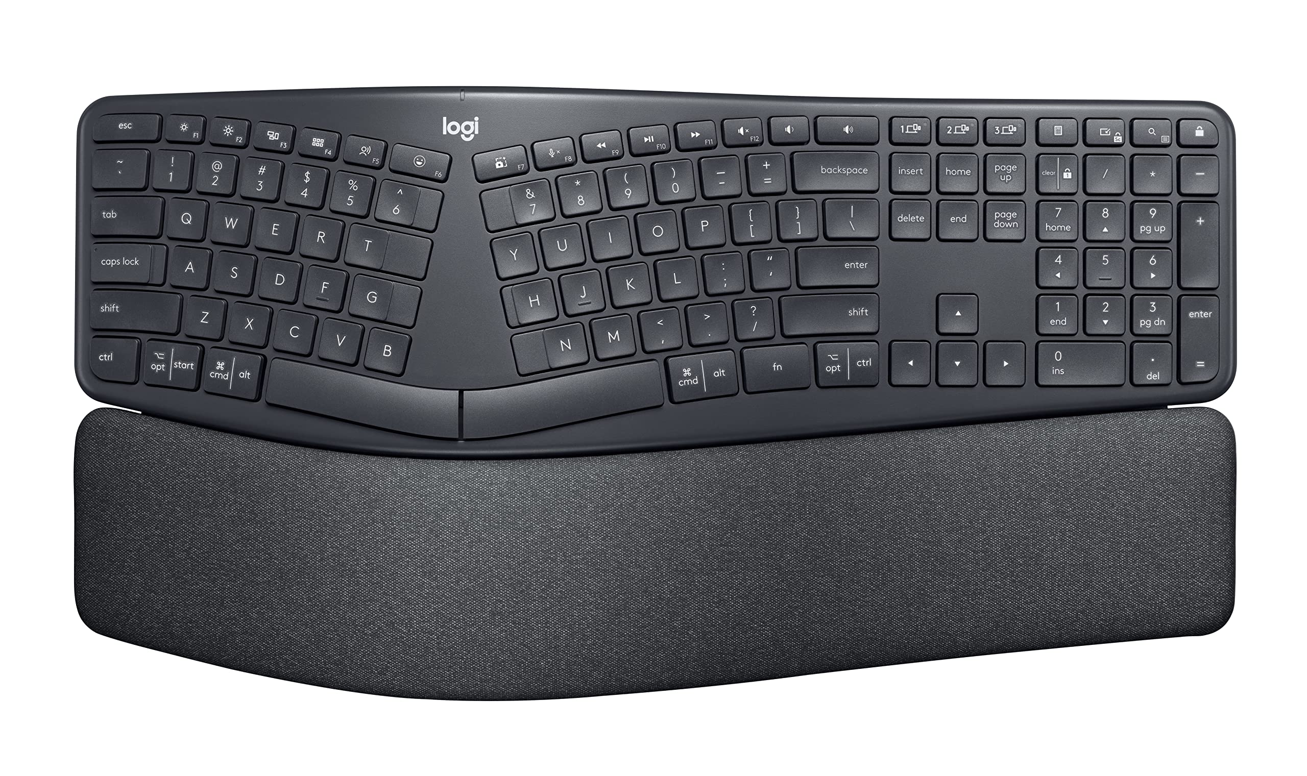 Logitech ERGO K860 Wireless Ergonomic Keyboard for Business - Split Keyboard Layout, Wrist Rest, Natural Typing, Windows/Mac/Chrome/Linux, Logi Bolt USB Receiver, Bluetooth, QWERTY SE layout- Grey