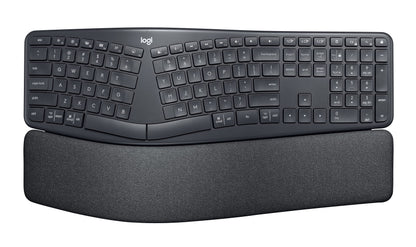 Logitech ERGO K860 Wireless Ergonomic Keyboard for Business - Split Keyboard Layout, Wrist Rest, Natural Typing, Windows/Mac/Chrome/Linux, Logi Bolt USB Receiver, Bluetooth, QWERTY SE layout- Grey
