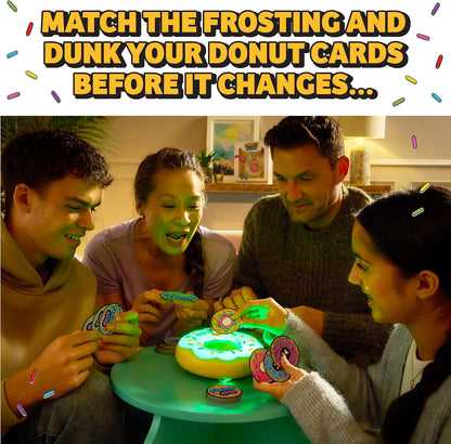 Donut Dunk Game, Fast Action Family Party Game with Electronic Donut Unit, Colour Matching Reflex Play, For Kids and Adults Playing Night, 2 to 6 Players, Ages 6 Plus, Lights and Sound Gameplay
