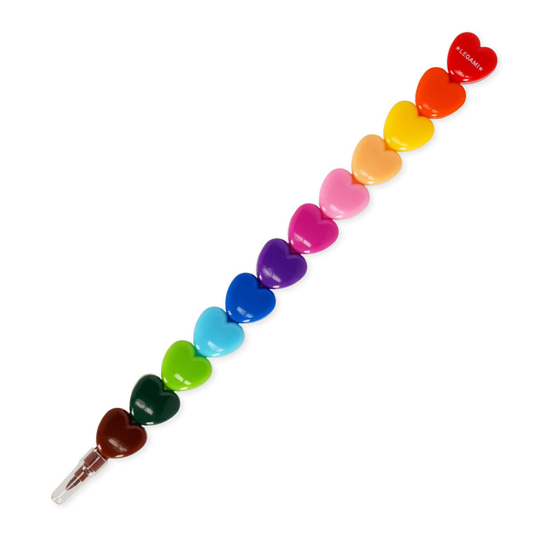 LEGAMI - 12 Stackable Colouring Pencils, 12 Colours to Colour, Colouring Pencils for Kids, Heart Shaped Pastels, Dream in Colour