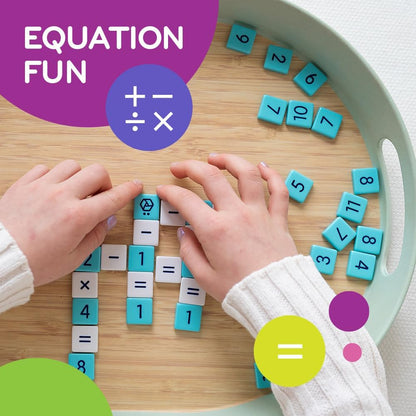 The Happy Puzzle Company MÖBI - The Numeric Tiles Game - Think Scrabble or Bananagrams, but with Numbers - 2 to 6 Player Family Maths Games - Ages 6+